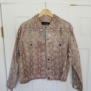 Margaret Godfrey Leather Snake Embossed Jacket in Lavender with tags. Size IX